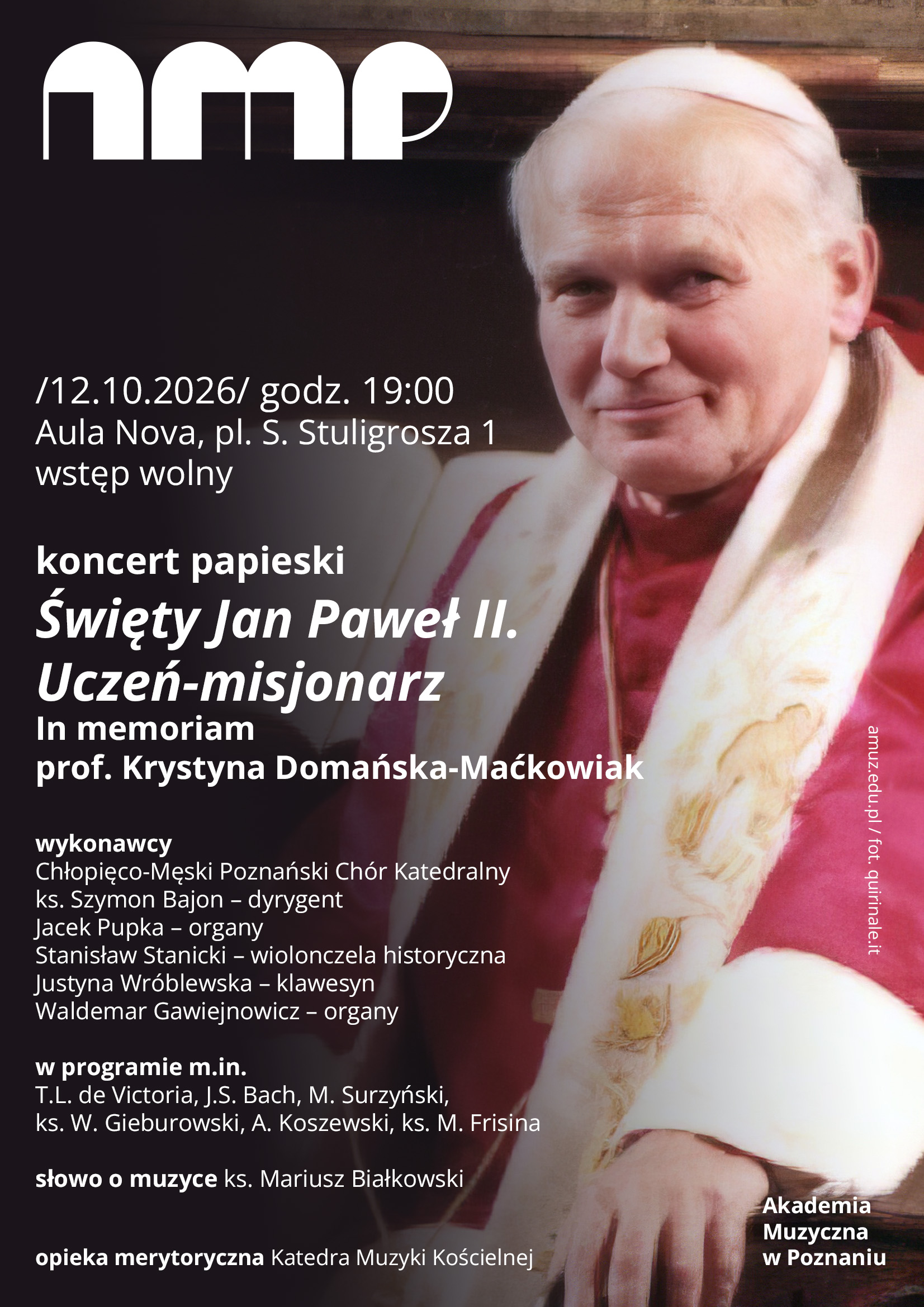 Papal concert. Saint John Paul II. Missionary student