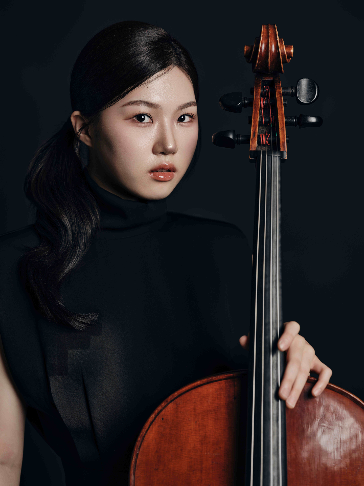 Close-up of the cello