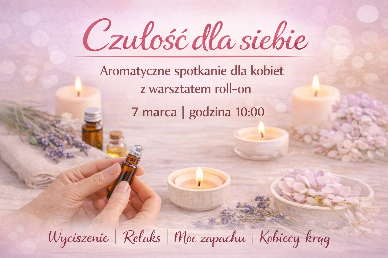 „Czułość dla siebie” – Aromaterapeutyczne spotkanie dla kobiet z warsztatem roll-on