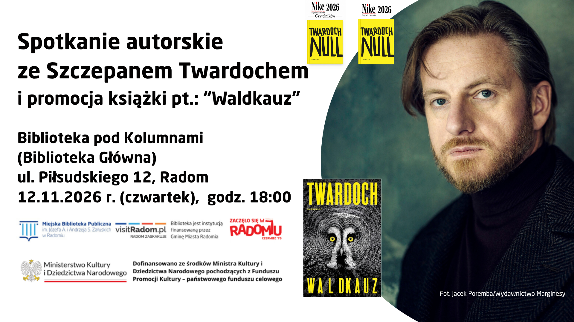 Spotkanie autorskie ze Szczepanem Twardochem - laureatem Nagrody Nike 2026