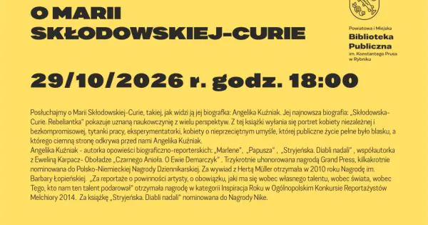 Angelika Kuźniak o Marii Skłodowskiej-Curie