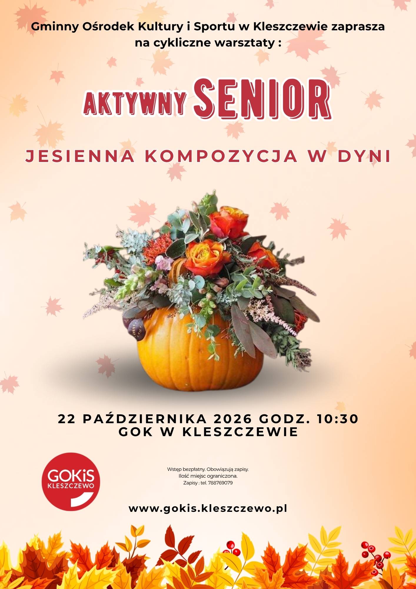 Warsztaty artystyczne z cyklu Aktywny Senior "Jesienna Kompozycja w Dyni".