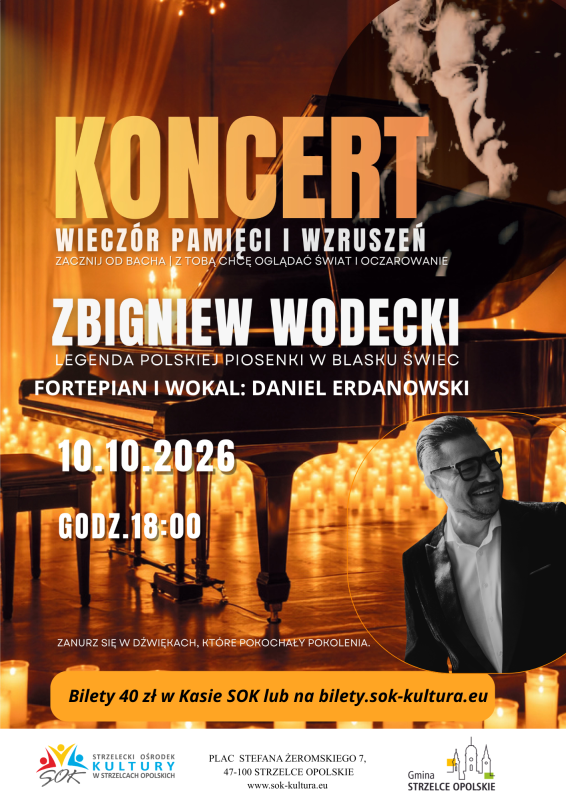 Koncert fortepianowo-wokalny pt. „Zbigniew Wodecki - legenda polskiej piosenki w świetle świec”