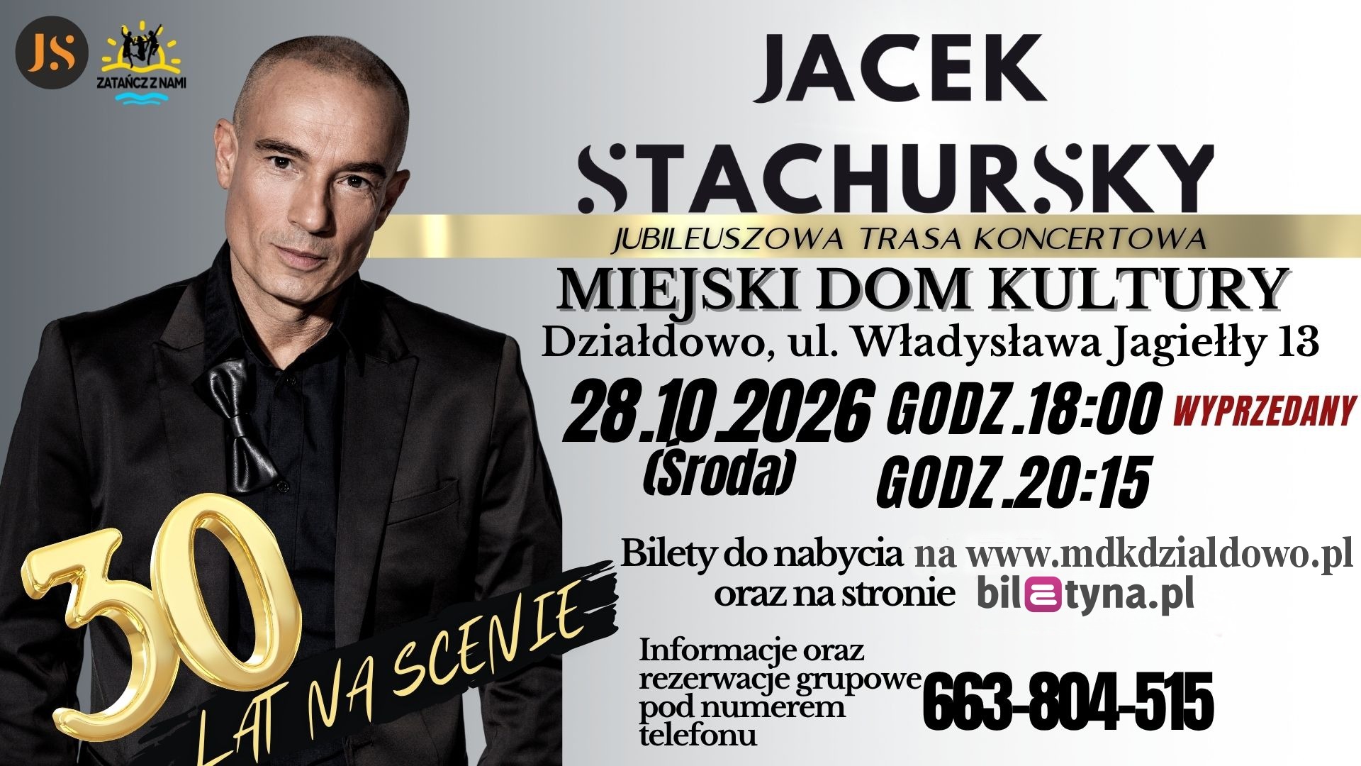 Jacek Stachursky świętuje 30-lecie swojej kariery scenicznej. Zapraszamy na koncert w Działdowie