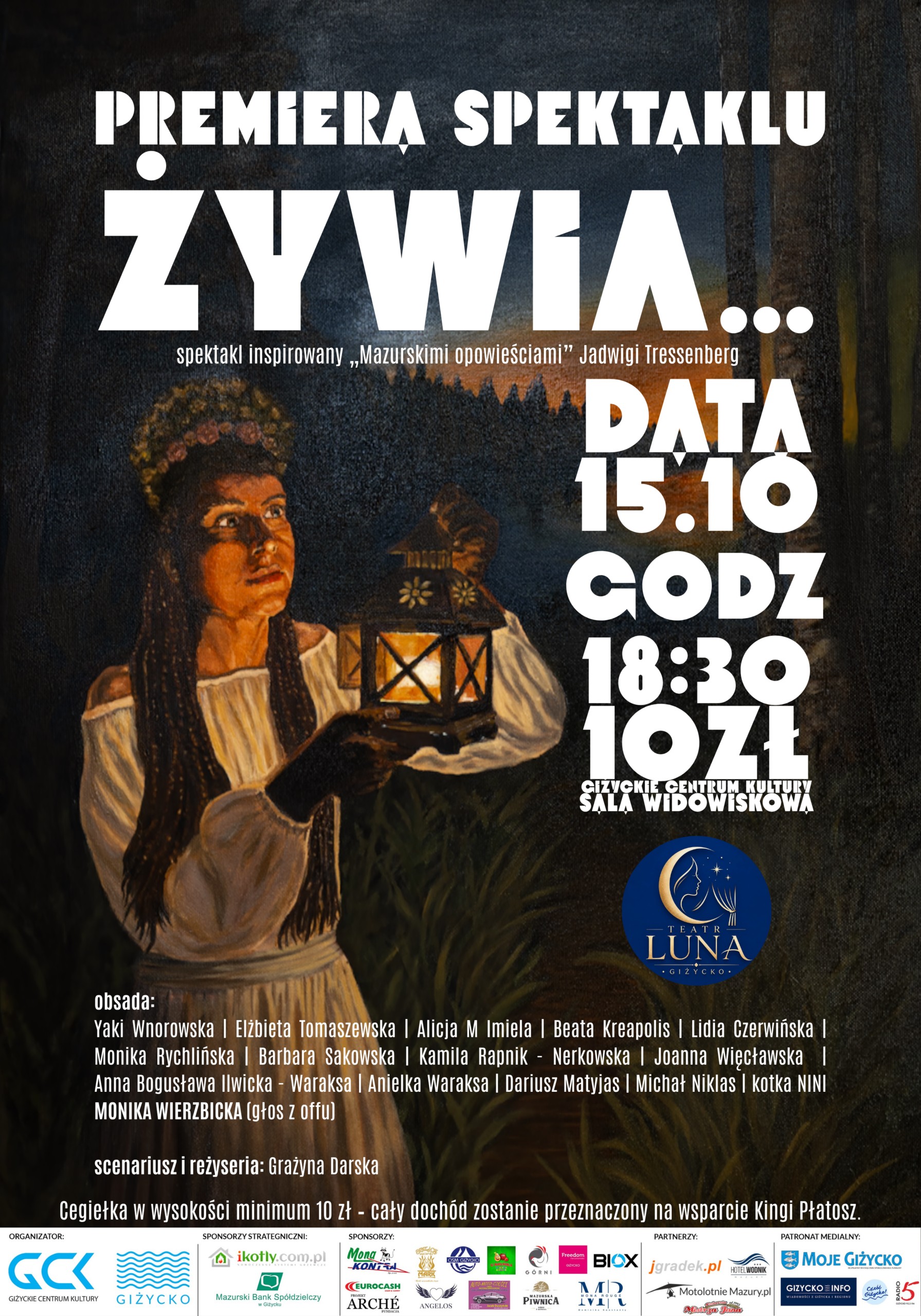 Premiere of the play “Żywia...” by Teatr Luna | 15/10/2026 | GCK hall | tickets — cegieły 10 zł