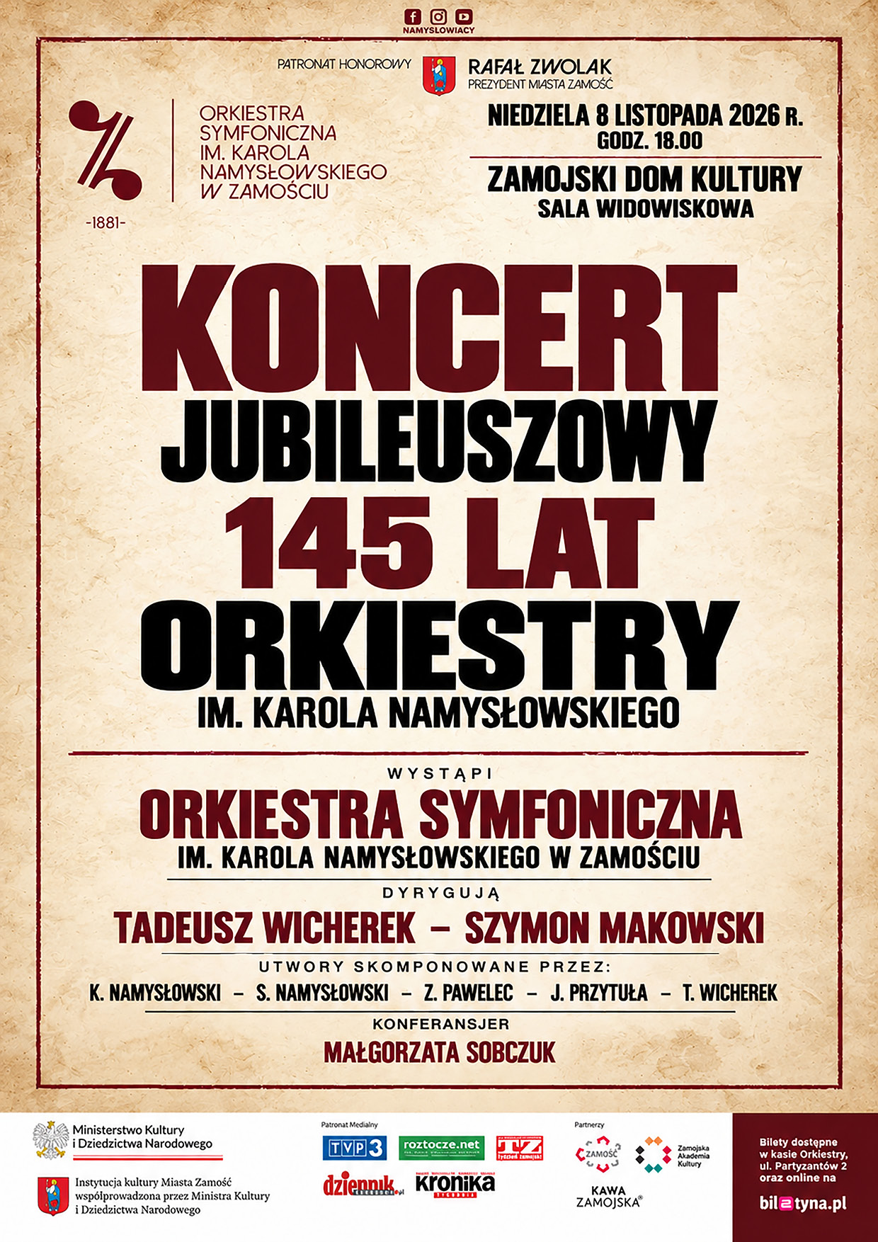145 lat orkiestry symfonicznej im. karola namysłowskiego w zamościu