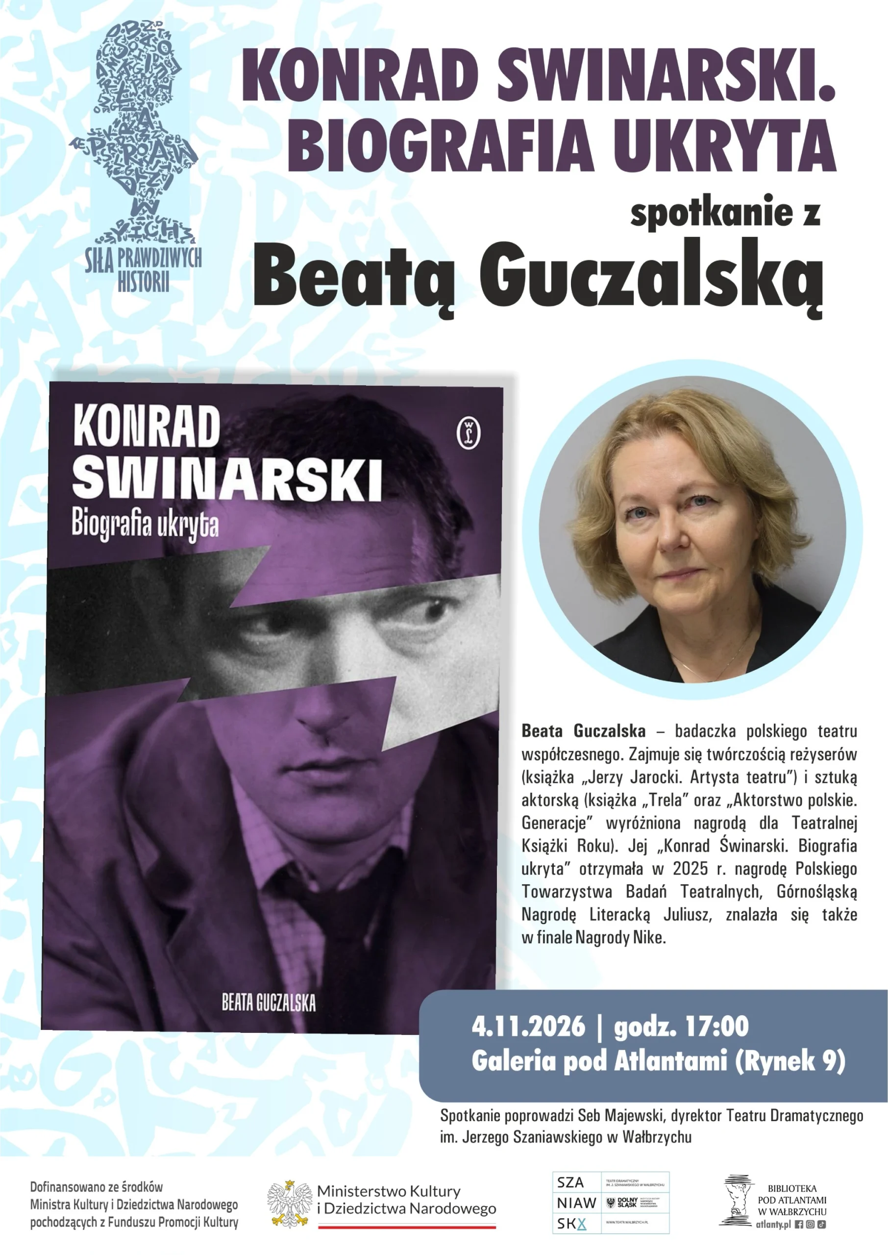 „Konrad Swinarski. Biografia ukryta” – spotkanie z Beatą Guczalską