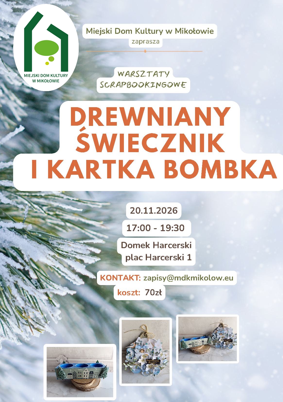 Scrapbooking workshop - wooden candle holder and Christmas ball