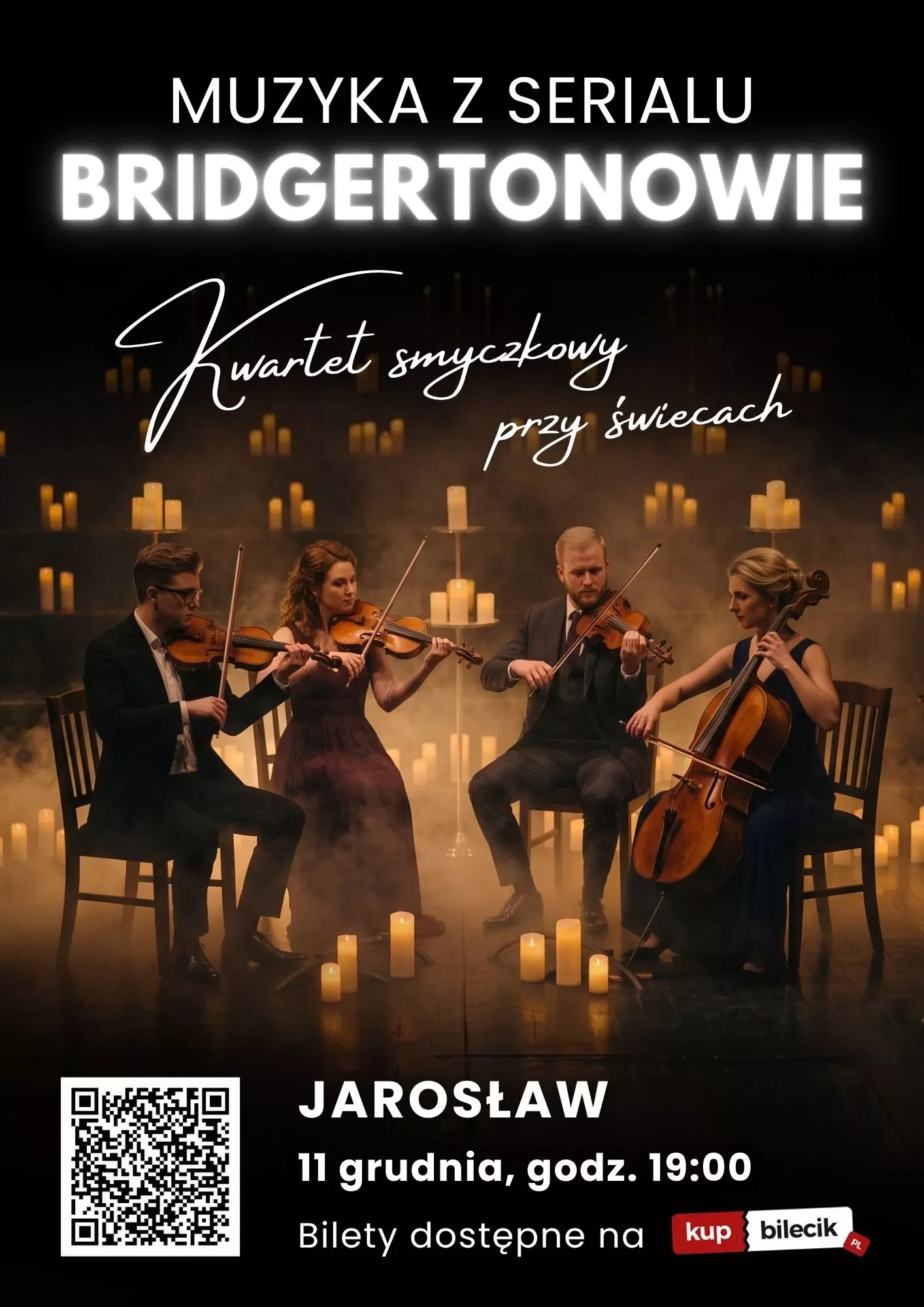 String quartet in the repertoire of music from the series “Bridgertons” by candlelight