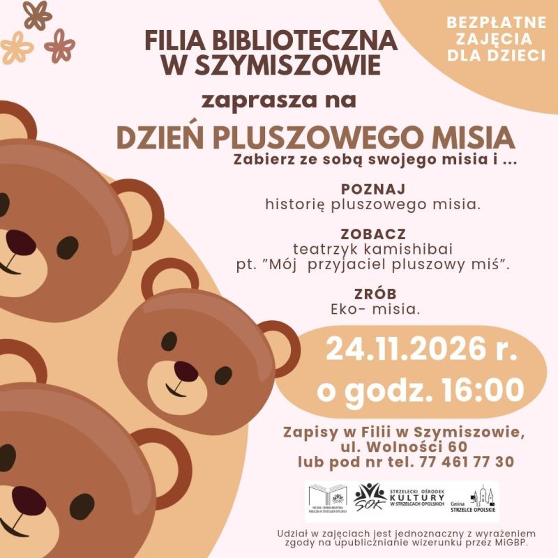 Teddy Bear Day at the Library Branch in Szymiszów — we invite children to unique activities!