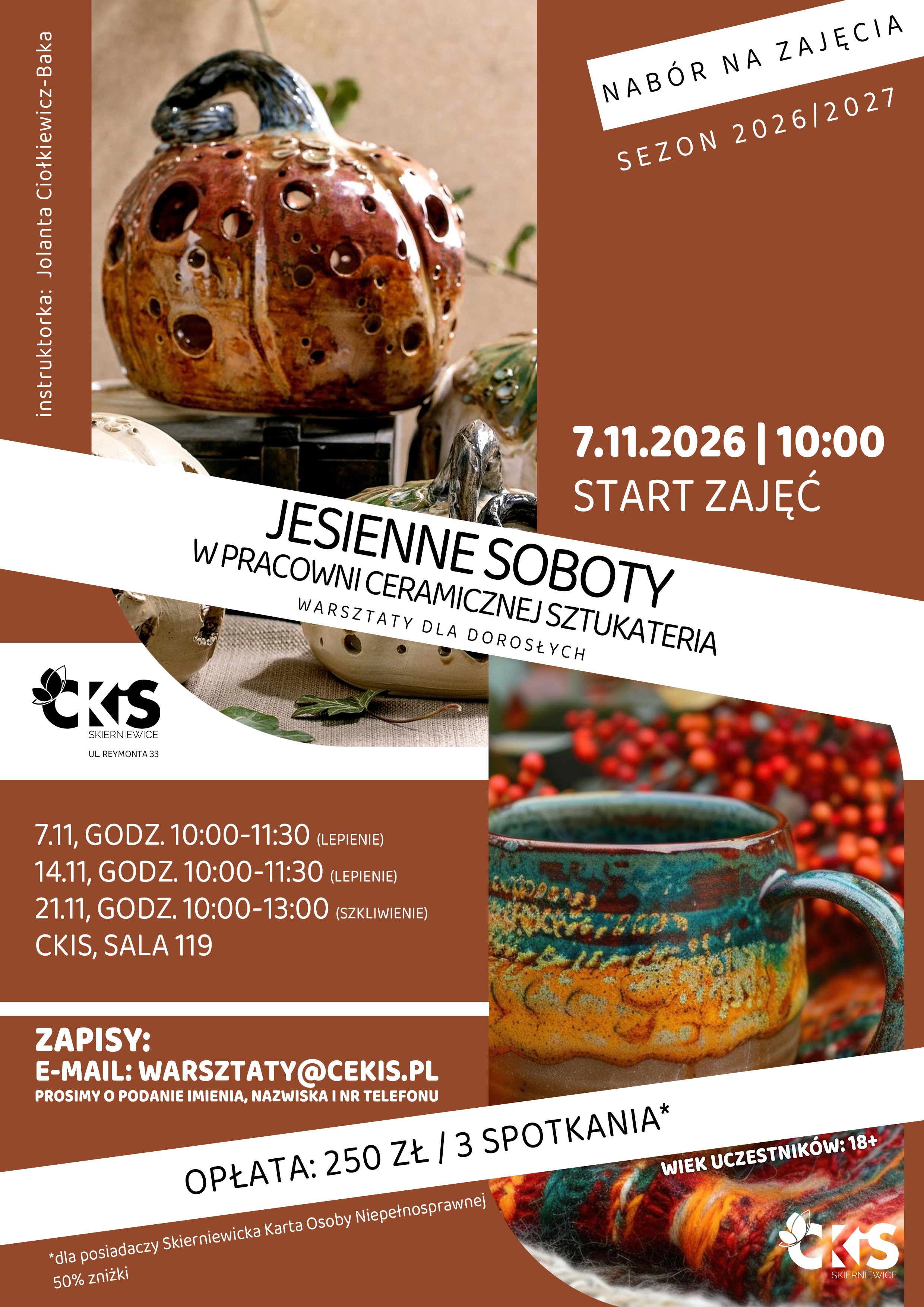 Jesienne soboty w Pracowni Ceramicznej „Sztukateria”: warsztaty dla dorosłych