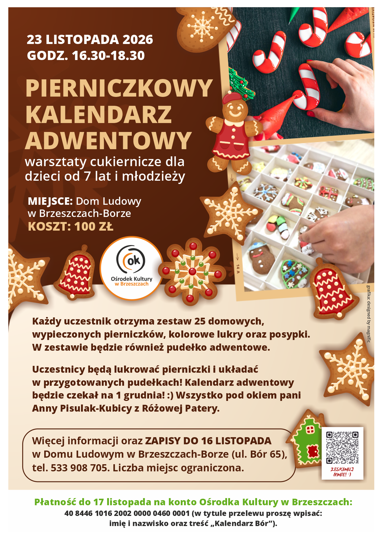 Pierniczkowy Kalendarz Adwentowy warsztaty cukiernicze dla dzieci od 7 lat i młodzieży