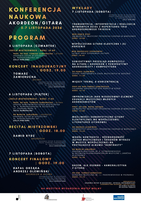 Konferencja naukowa „AKORDEON/GITARA” w Akademii Sztuki w Szczecinie